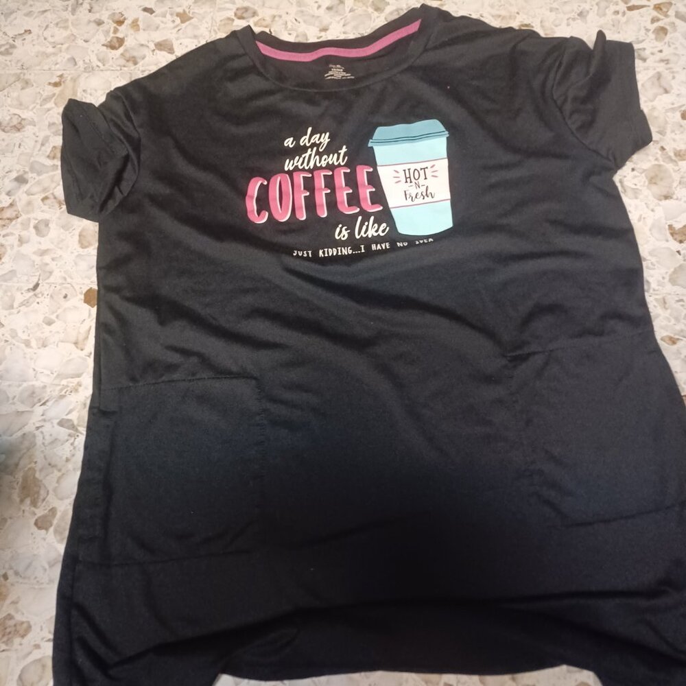 Secret Treasures Women's Sleeping Shirt S-M Black Coffee Theme